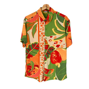 Camisa Tropical Naranja Regular Fit Rayon