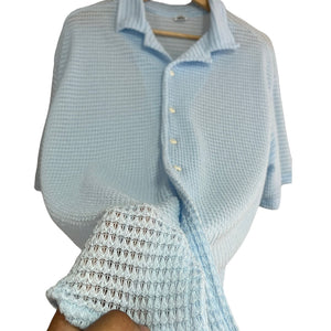 Camisa Solapa Azul Pastel Regular Fit Crochet